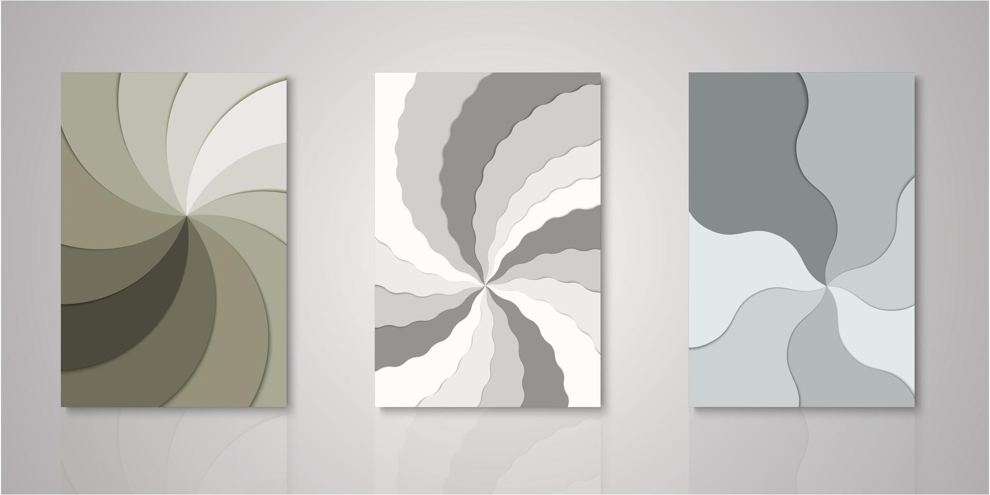 Set of pinwheel layers paper cut covers vector