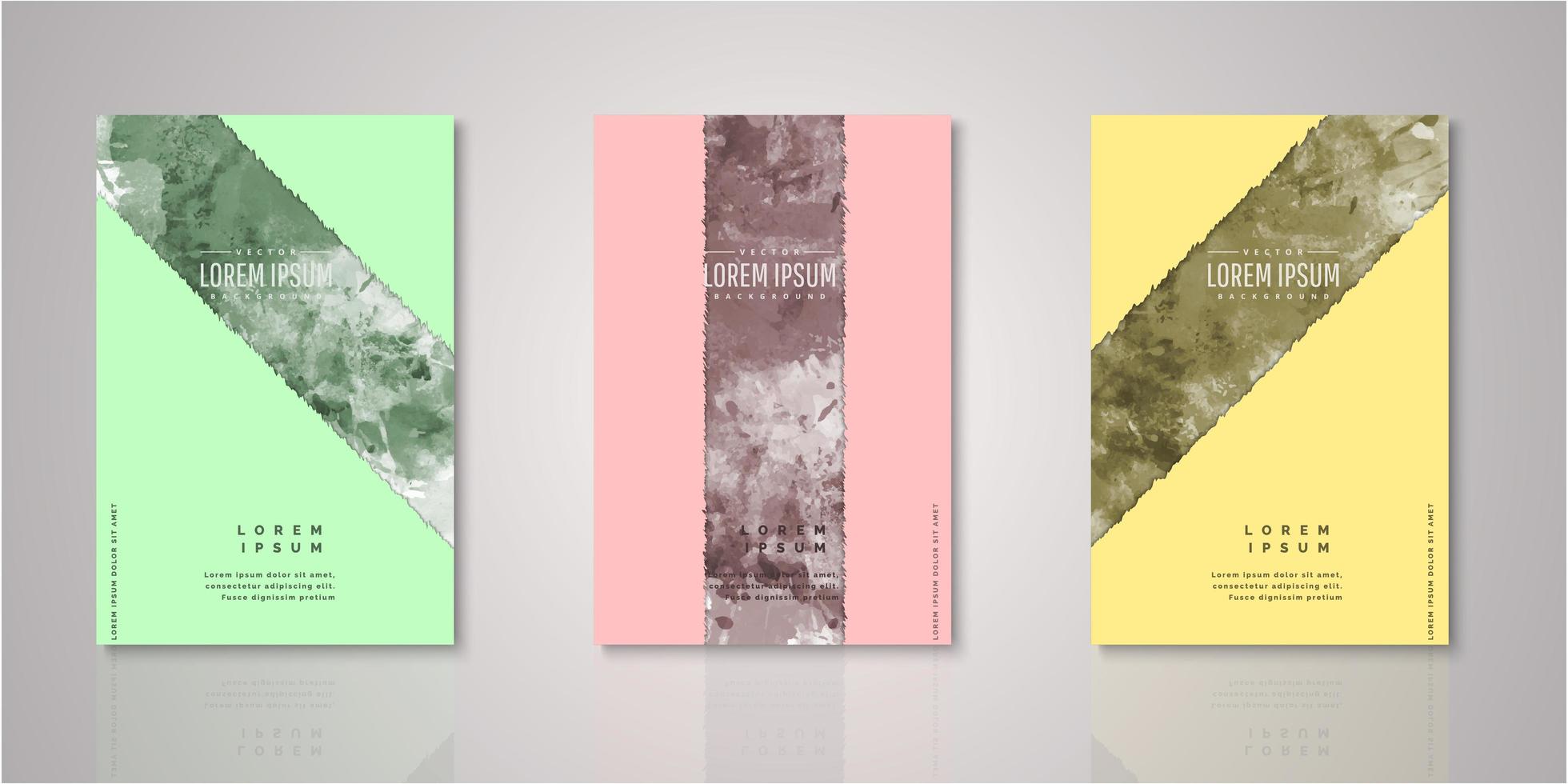 Set of watercolor stripe covers vector