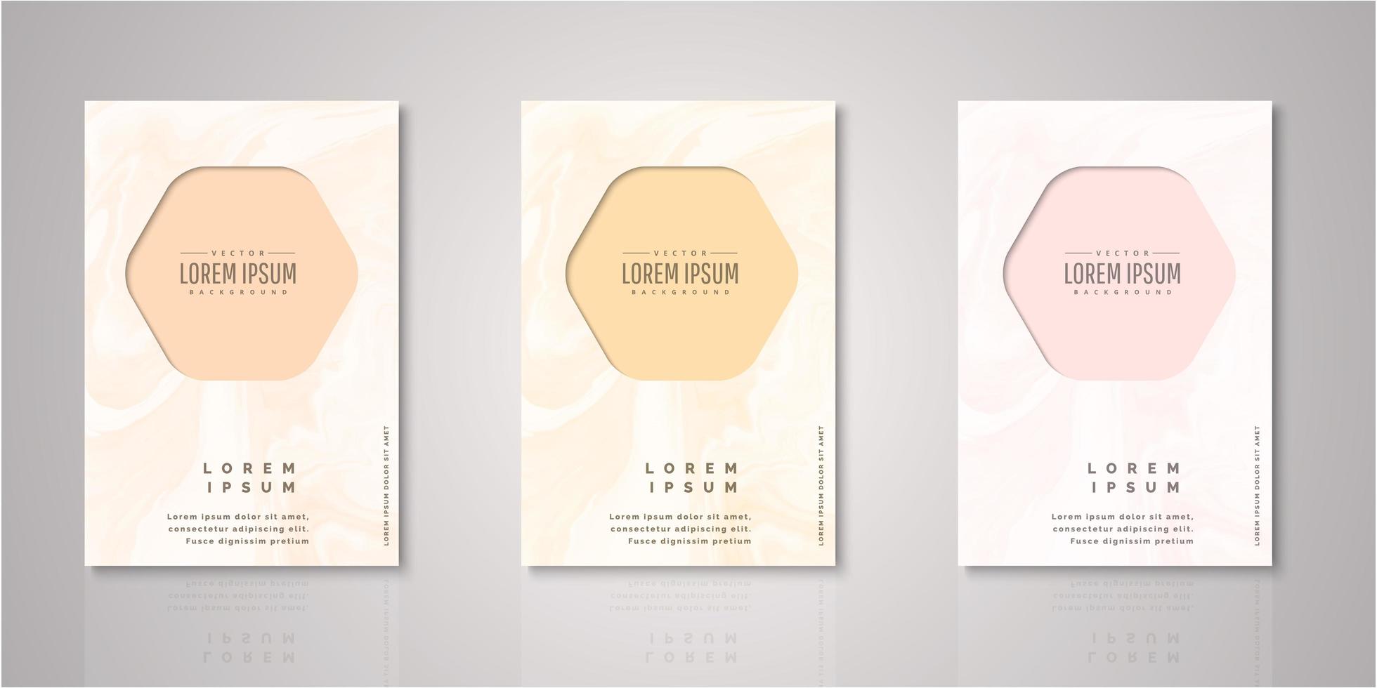 Set of hexagon frame watercolor covers vector