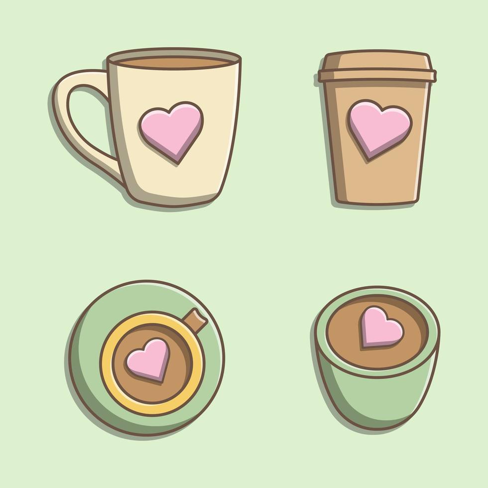 Set of cute cups vector