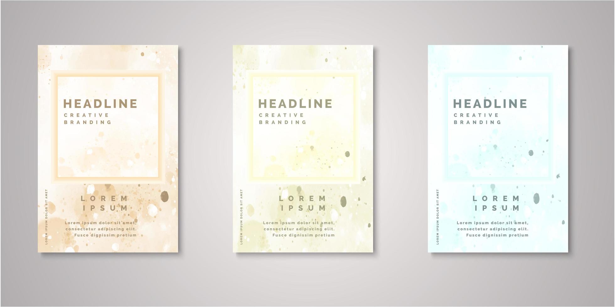 Set of watercolor covers vector