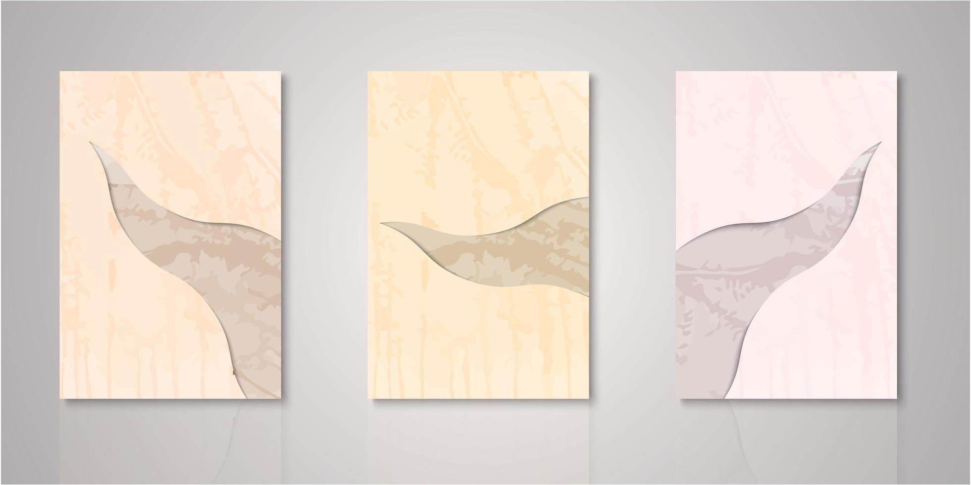 Set of abstract cutout watercolor covers vector