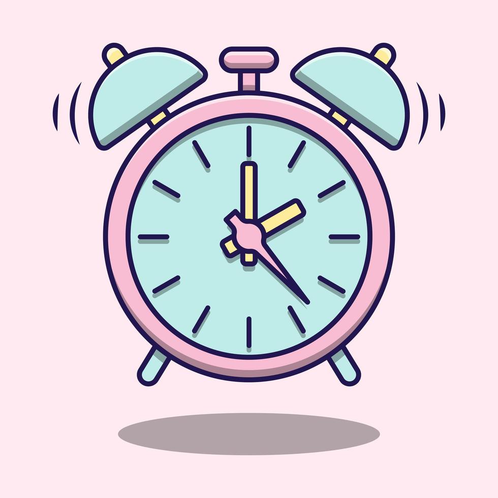 Cute minimal pink alarm clock vector