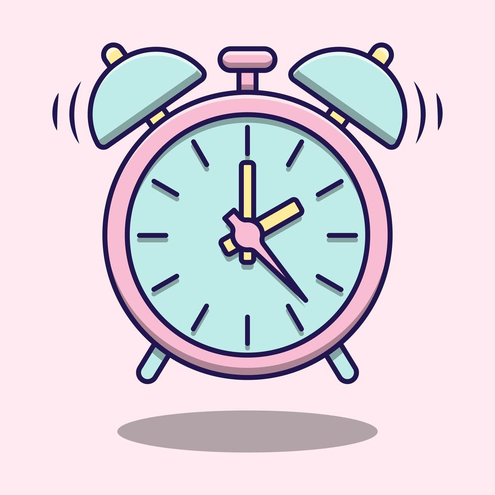 lindo reloj despertador rosa mínimo vector