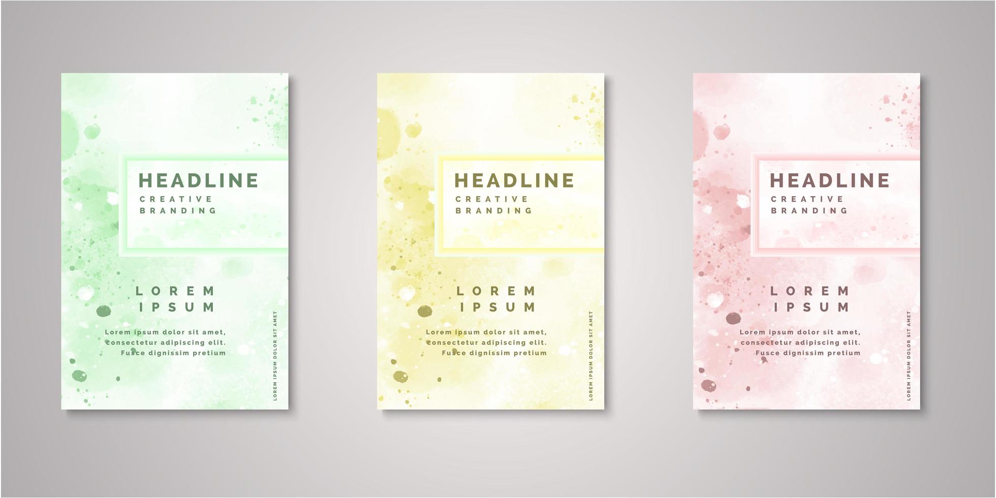 Set of watercolor covers vector
