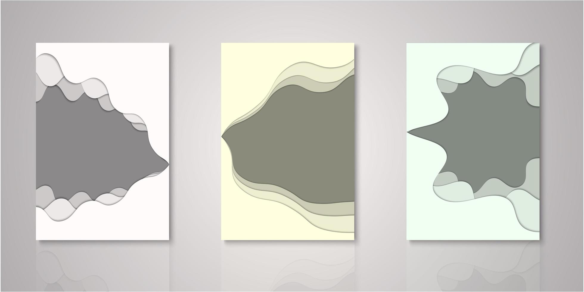 conjunto de cubiertas de capas de corte de papel de forma abstracta vector