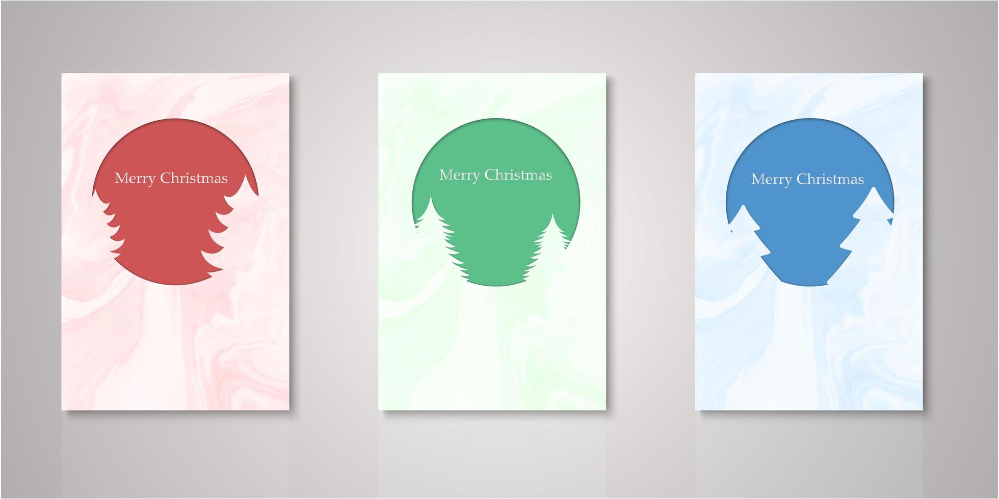 Set of circle tree frame watercolor covers vector