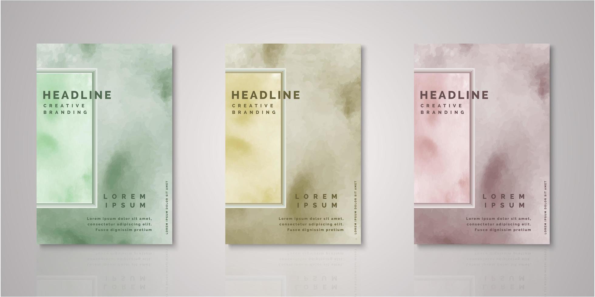 Set of watercolor covers vector