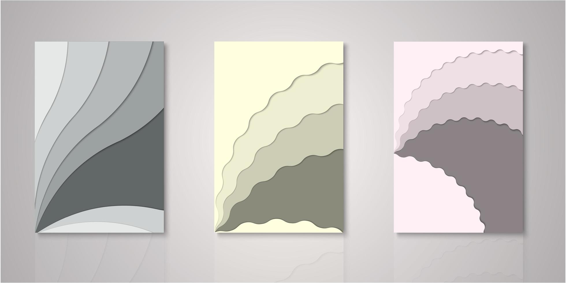 conjunto de cubiertas de capas de corte de papel de forma abstracta vector