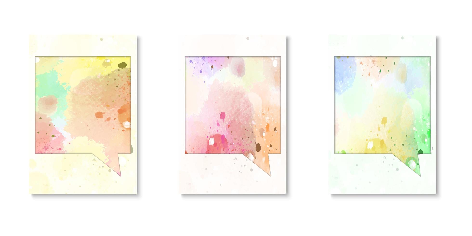 Set of watercolor speech bubble covers vector