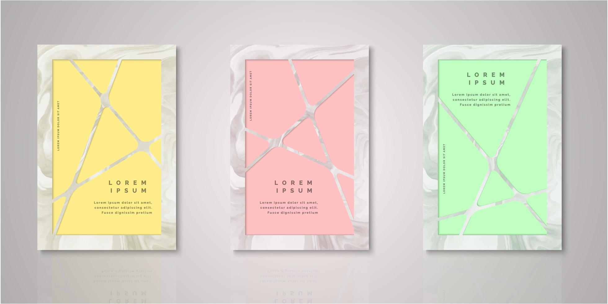 Set of geometric stripe watercolor covers vector
