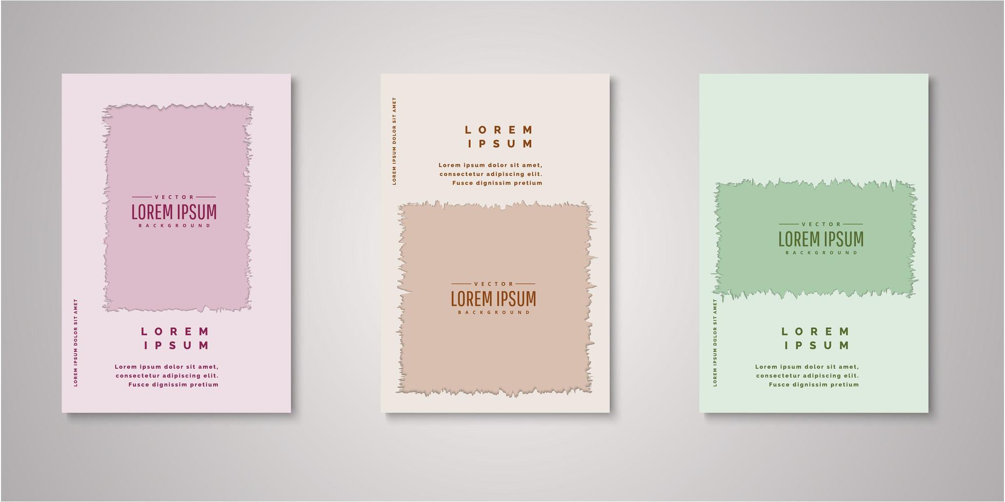 Set of ripped framed watercolor covers vector