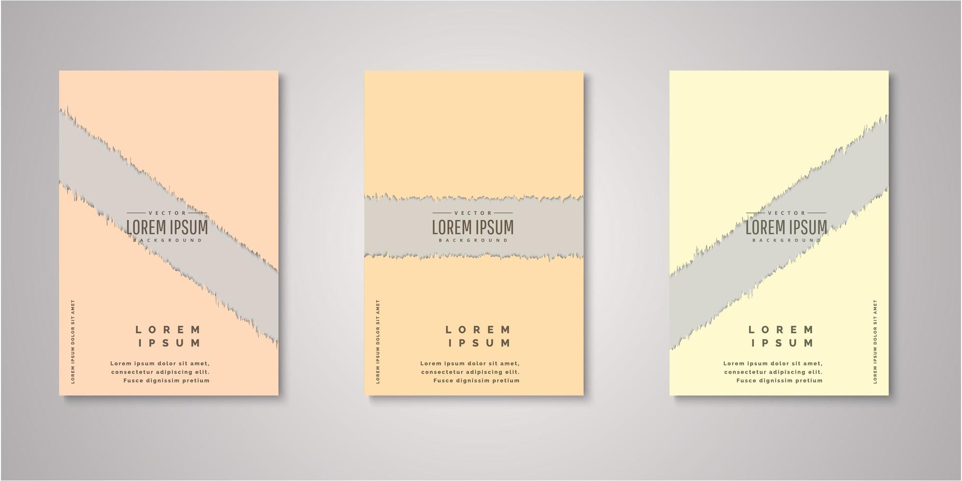 Set of angled ripped shape watercolor covers vector