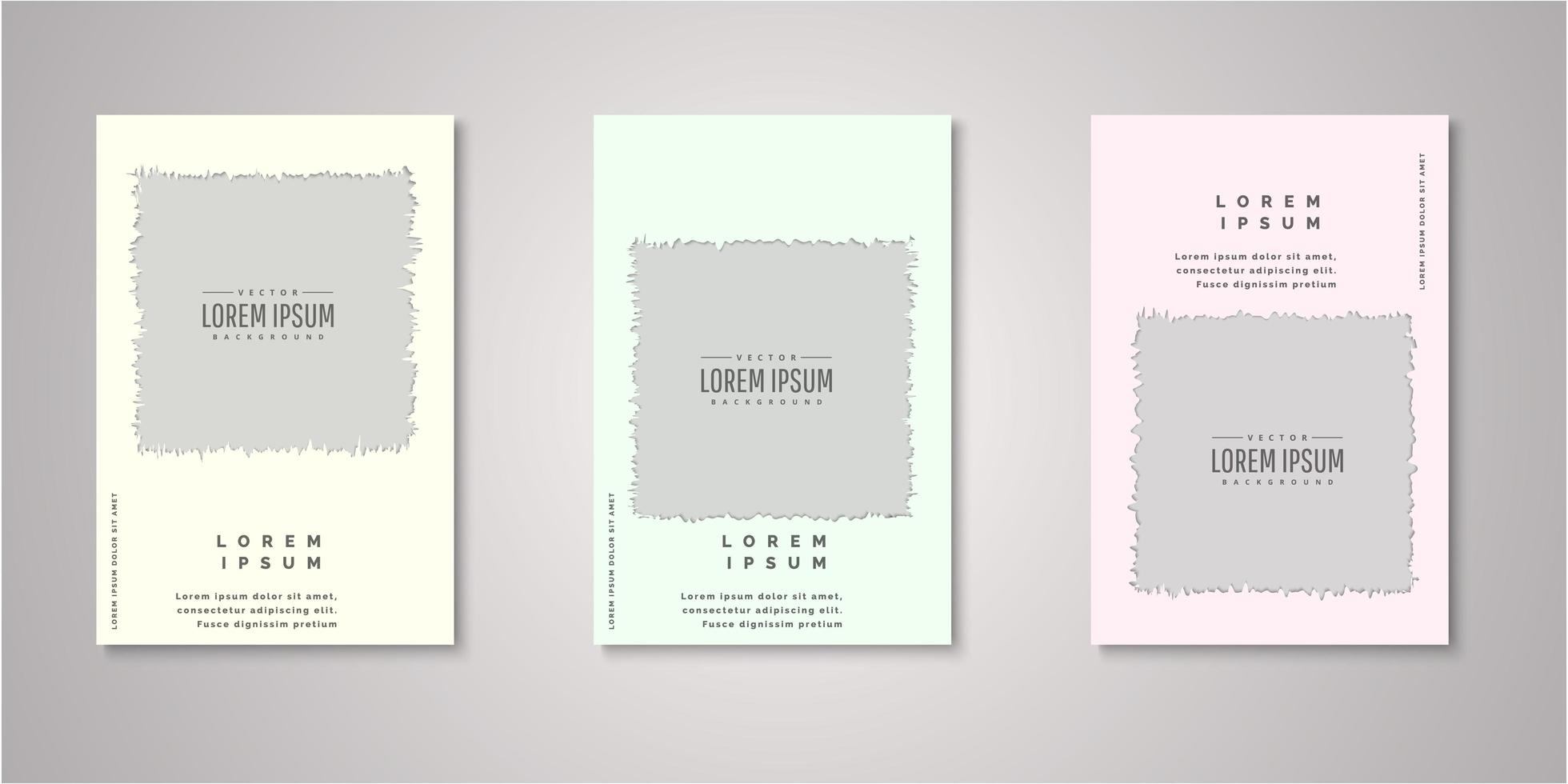 Set of ripped square watercolor covers vector