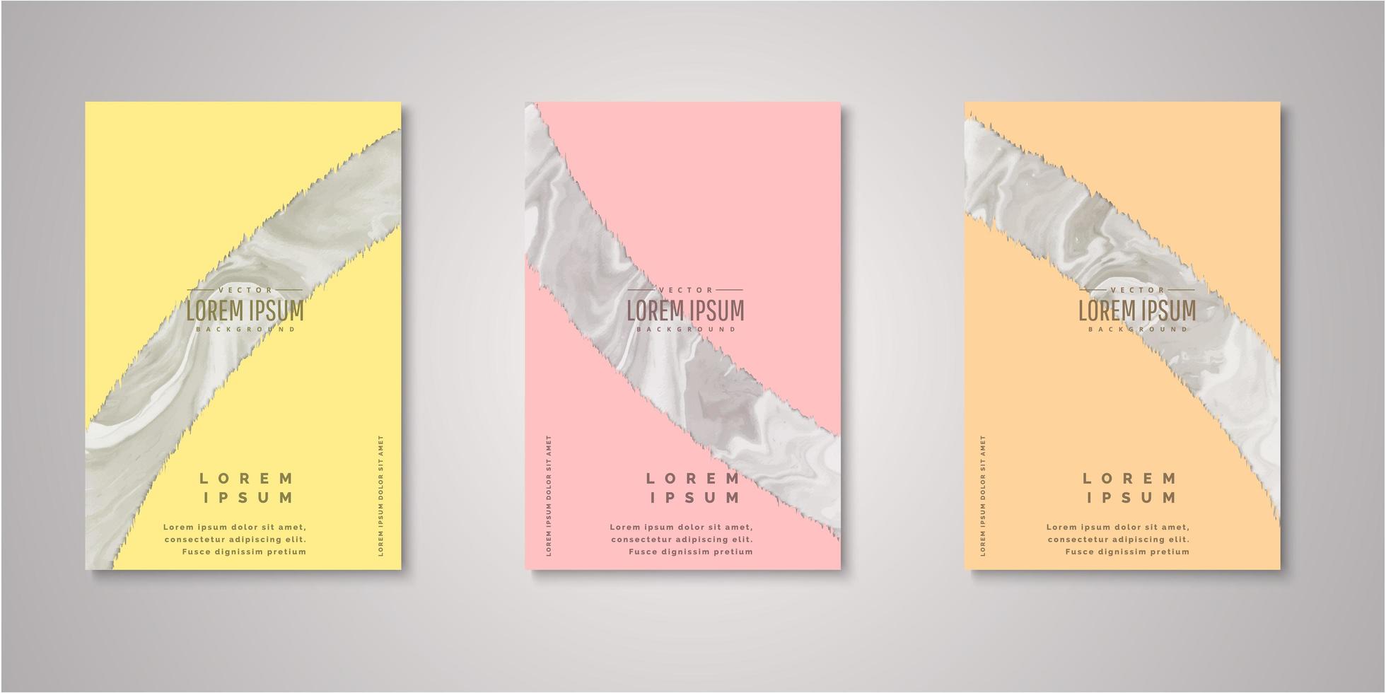 Set of abstract ripped shape watercolor covers vector