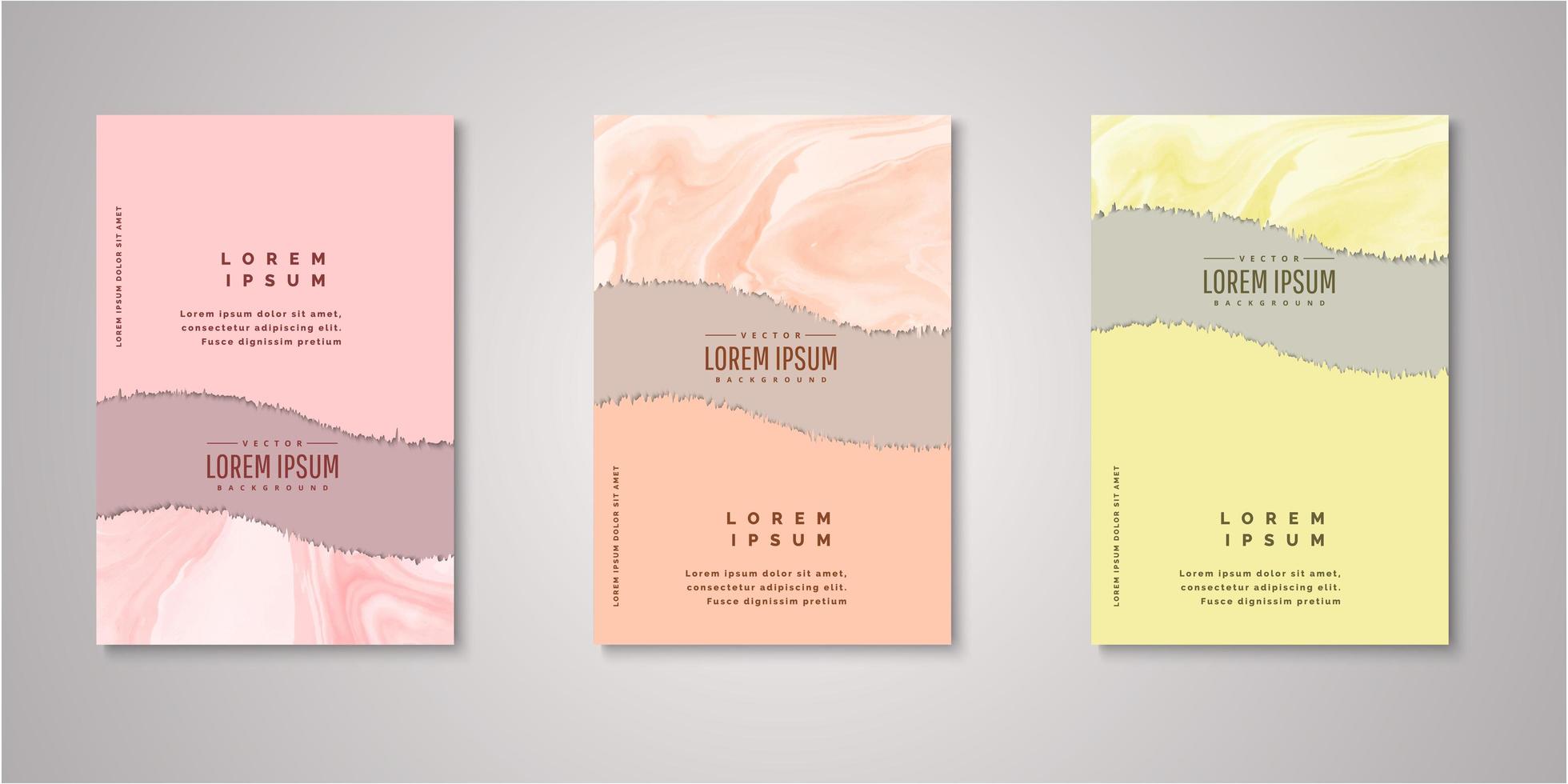 Set of abstract ripped shape watercolor covers vector