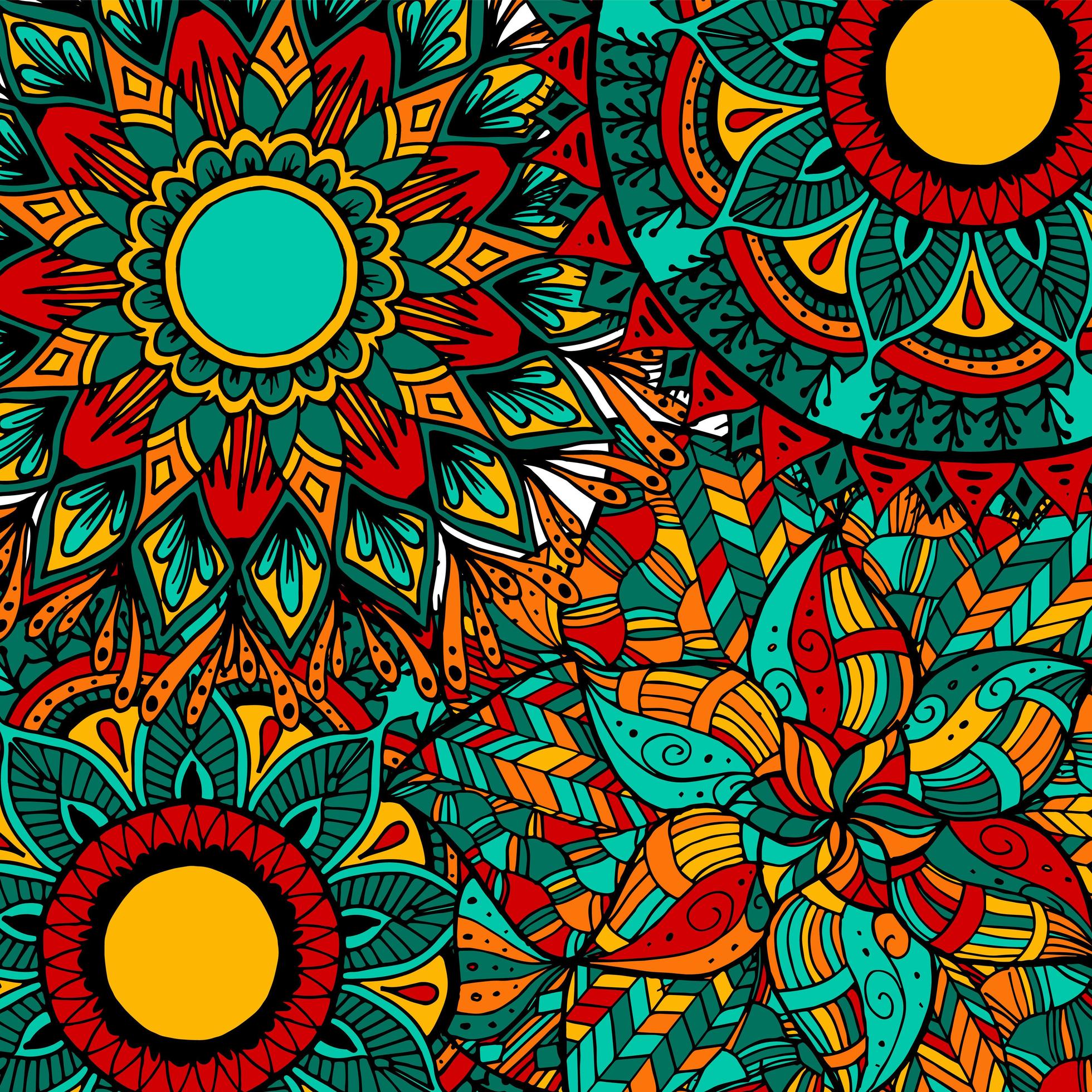 Colorful boho style flower mandala background 1638694 Vector Art at