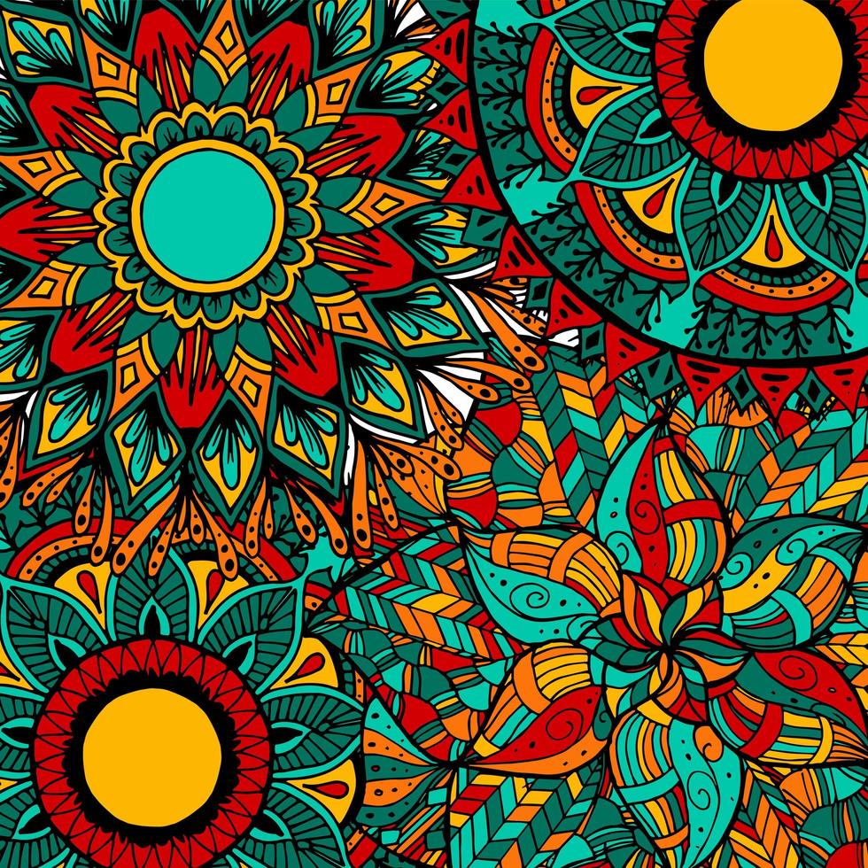 Colorful boho style flower mandala background vector