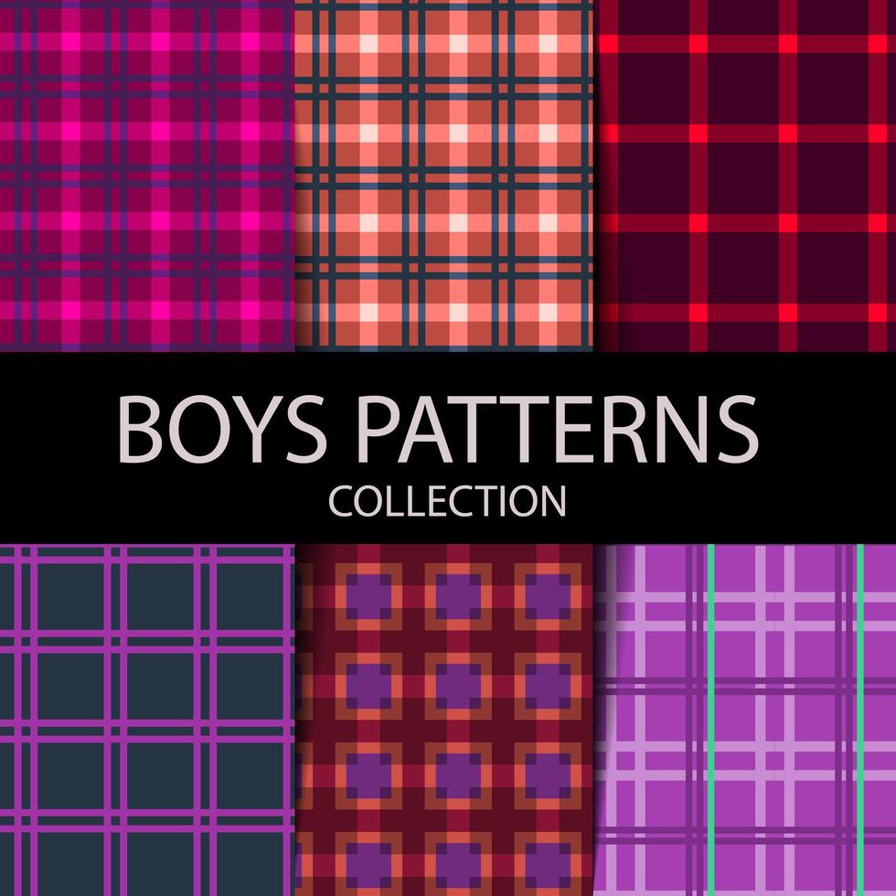 Lumberjack plaid pattern set vector