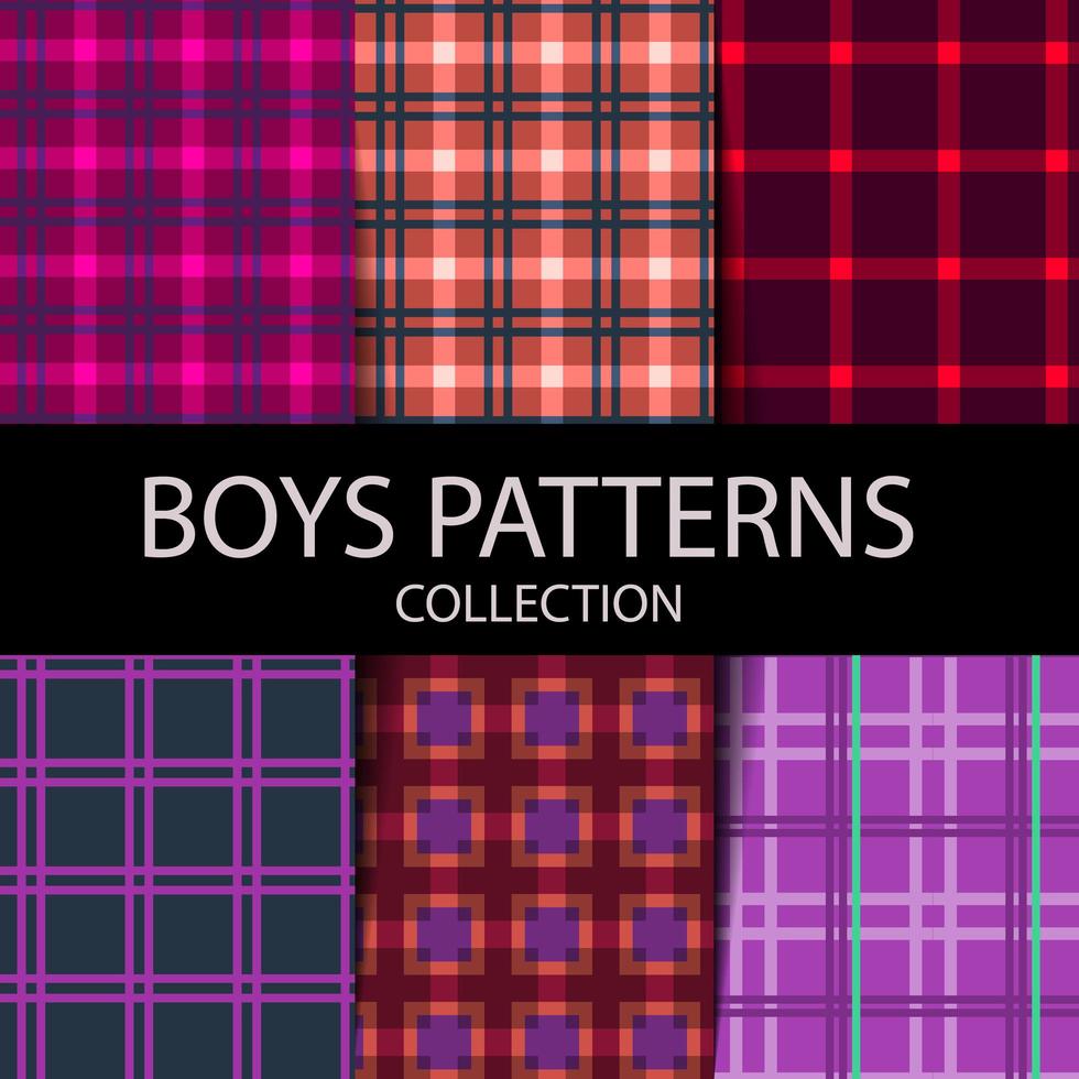 Lumberjack plaid pattern set vector