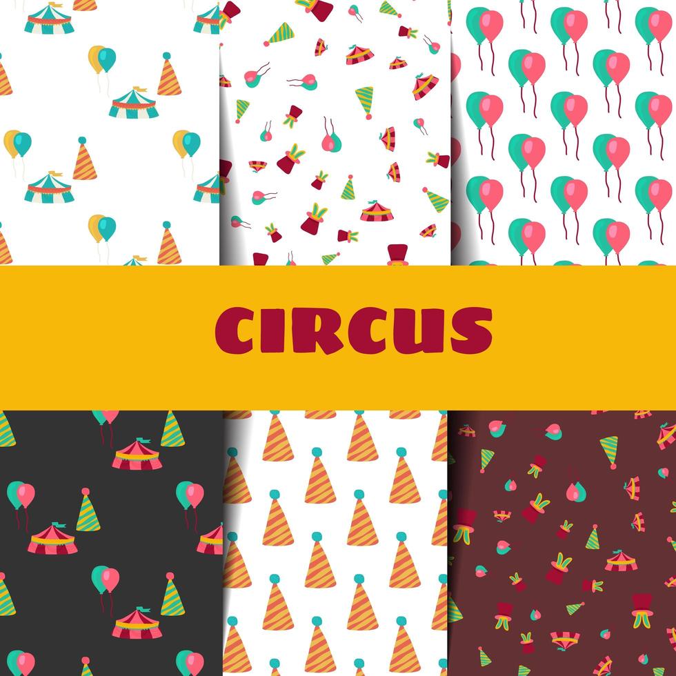 Circus pattern set in doodle style. vector