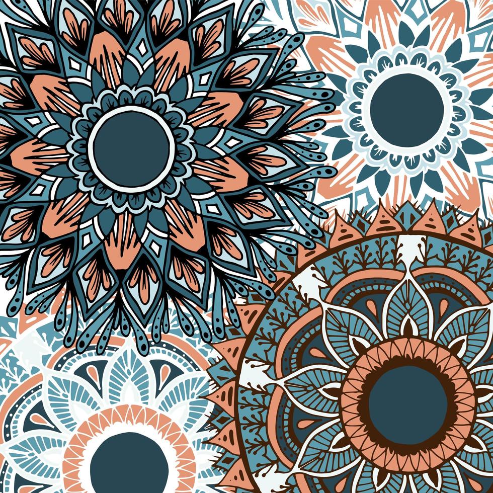 Fondo de mandala de flores de estilo boho colorido vector