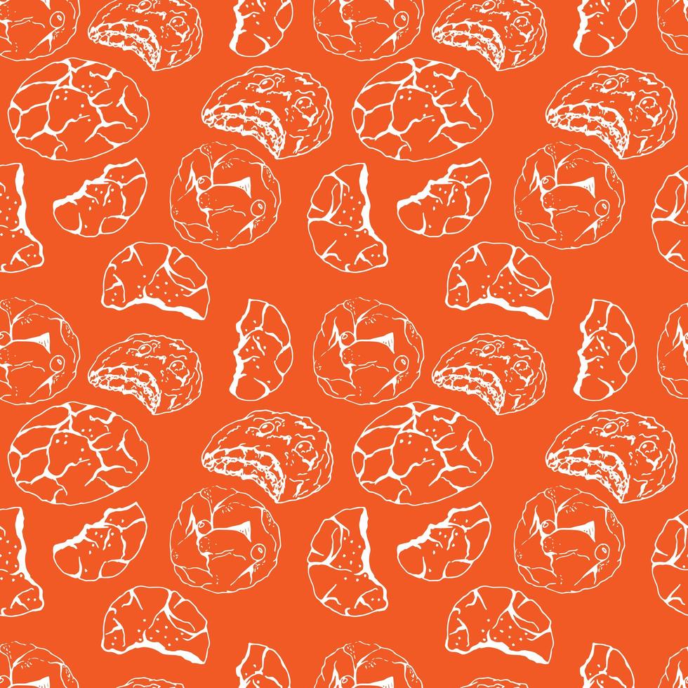 Christmas chocolate cookies seamless pattern in hand drawn style vector