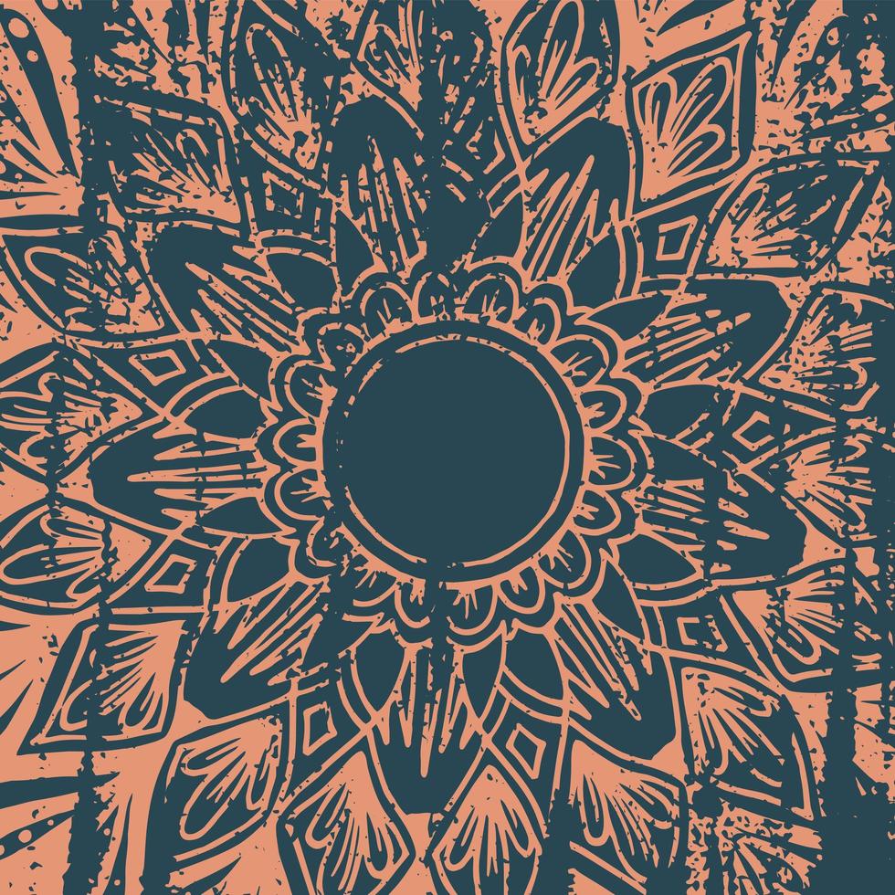 Grunge style flower mandala background vector