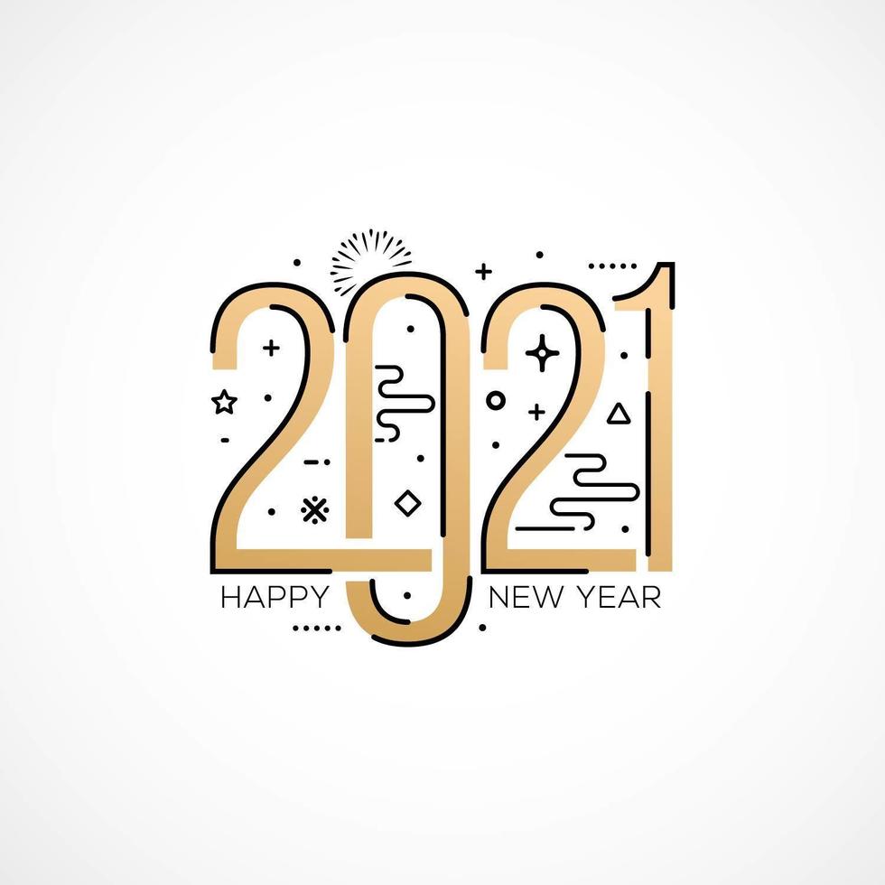 feliz año nuevo 2021 tipografía para tarjeta de felicitación vector