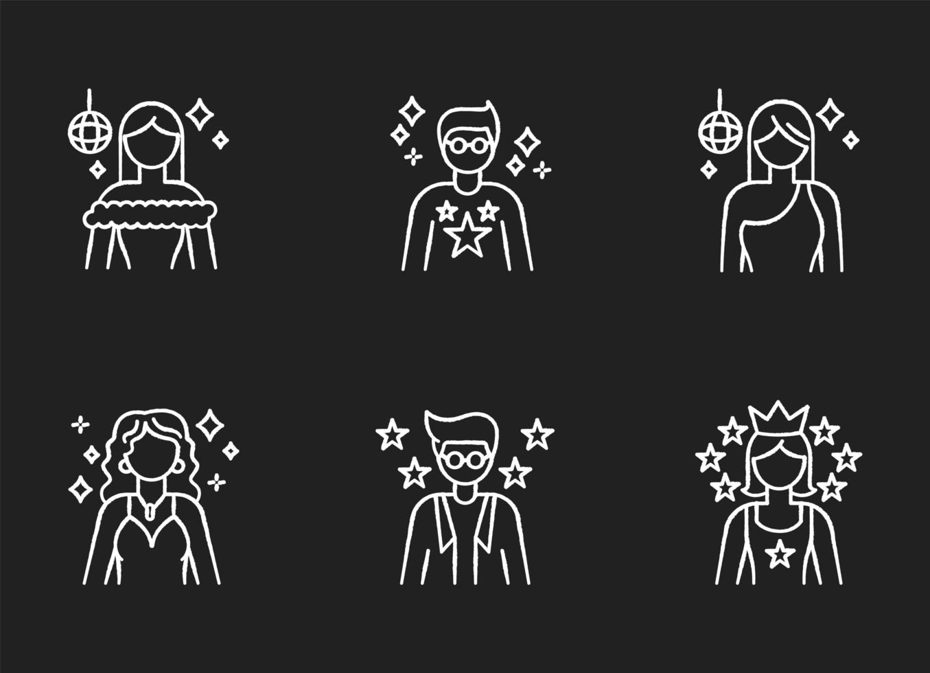 Popular celebrity chalk white icons set vector