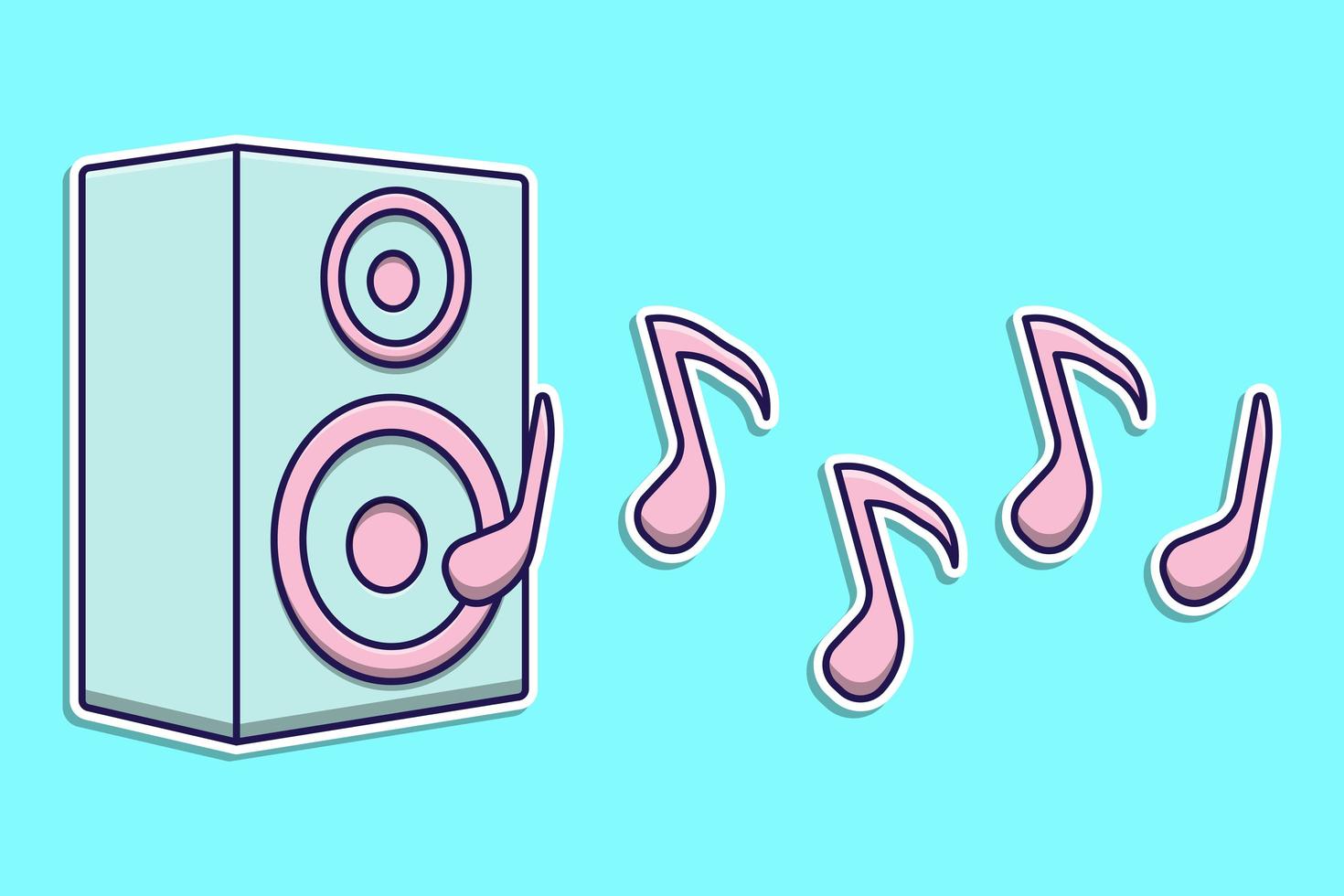 altavoz de dibujos animados de diseño plano para música vector