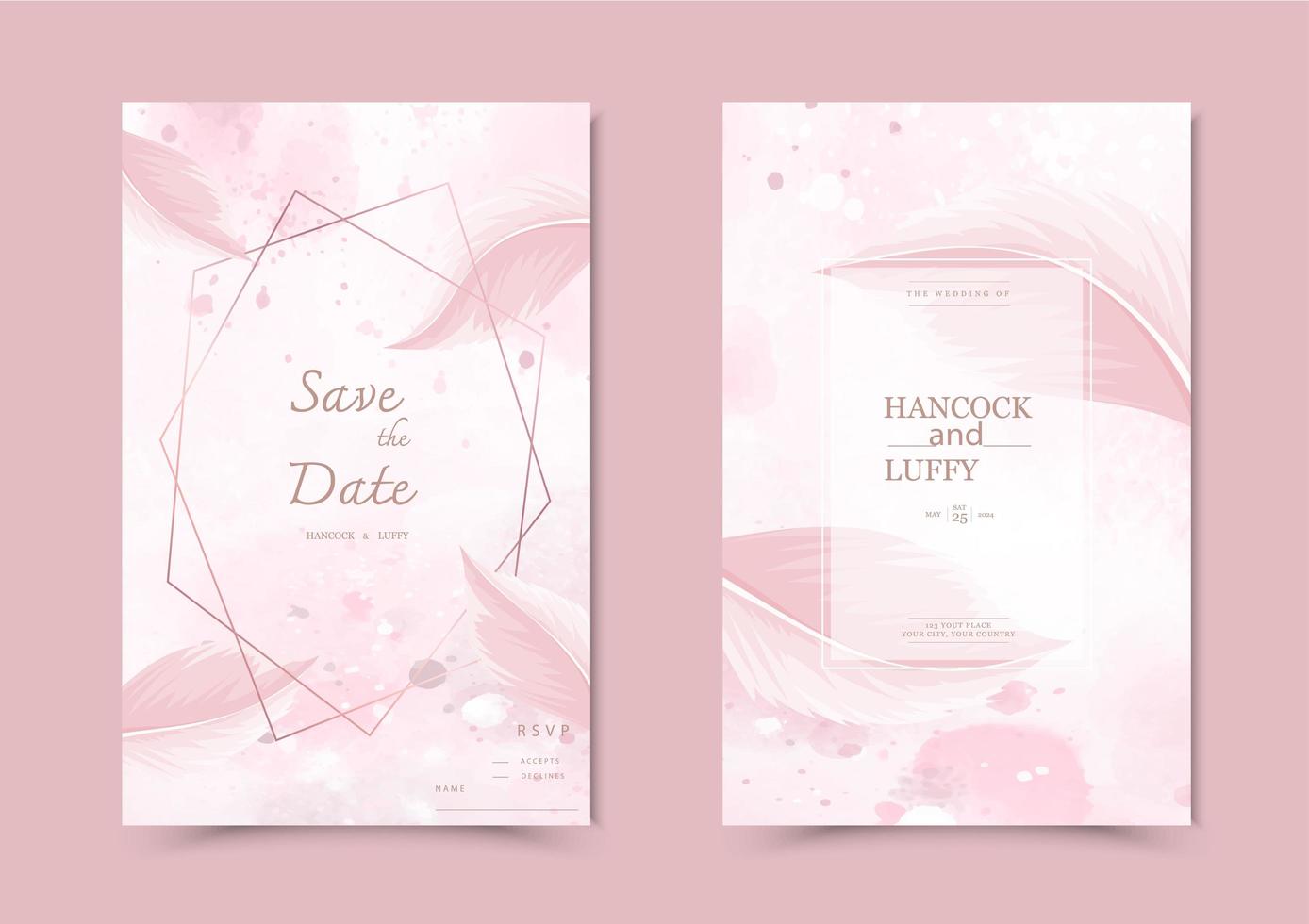 Floral wedding invitation card. vector