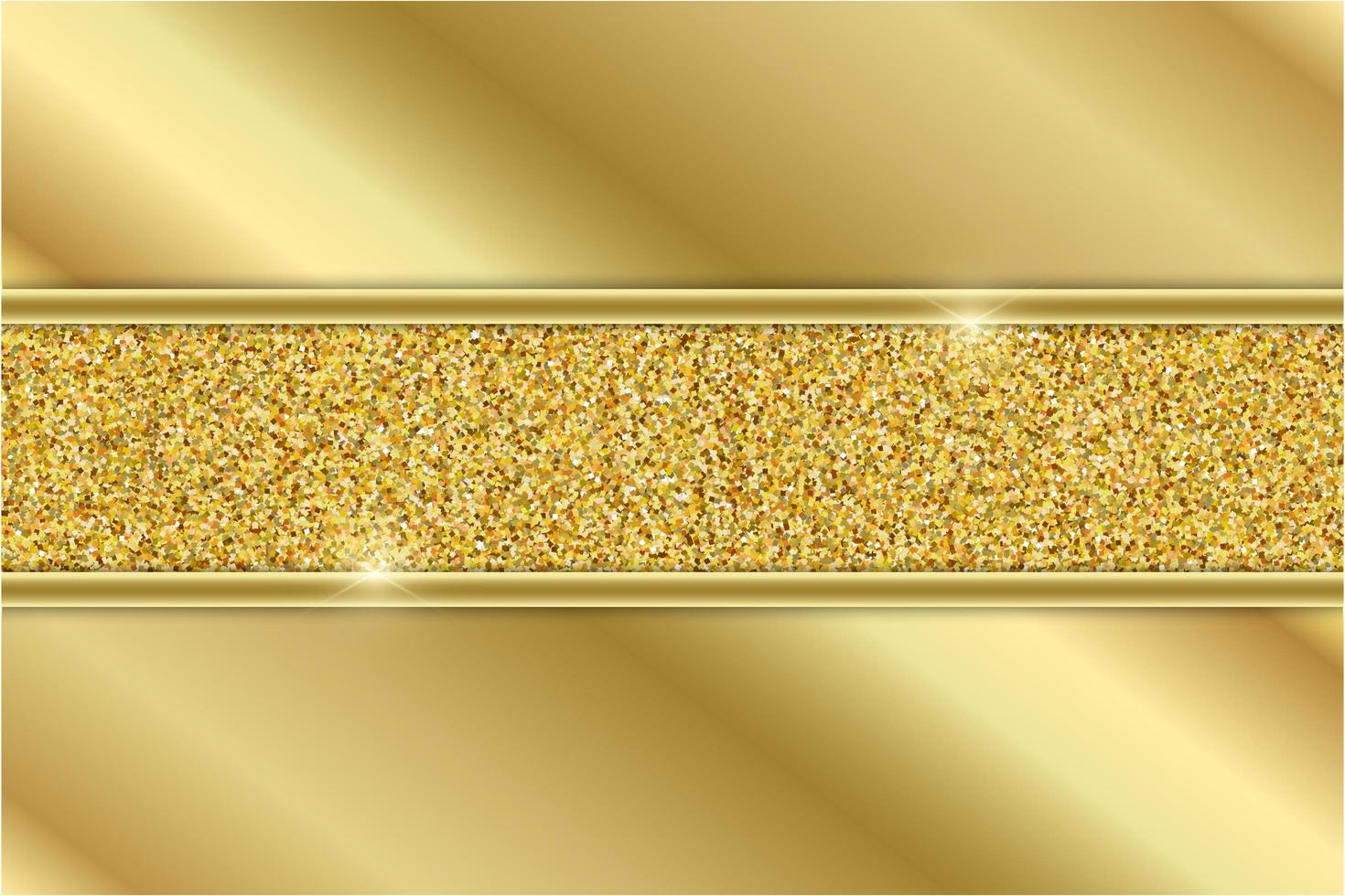Metallic gold panels with golden glitter section vector
