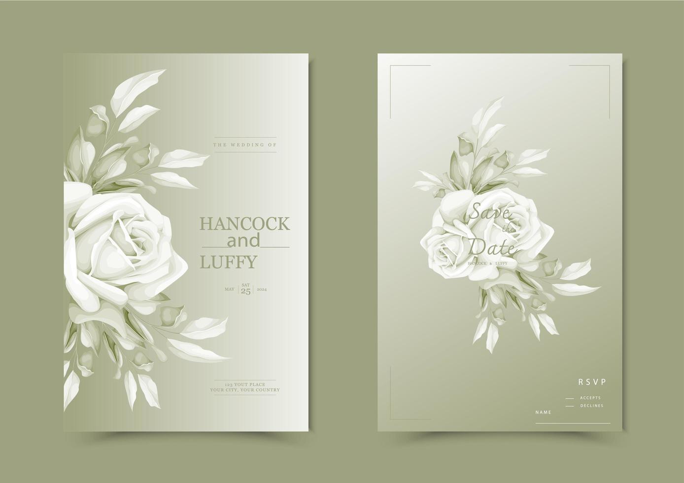 Floral wedding invitation card. vector