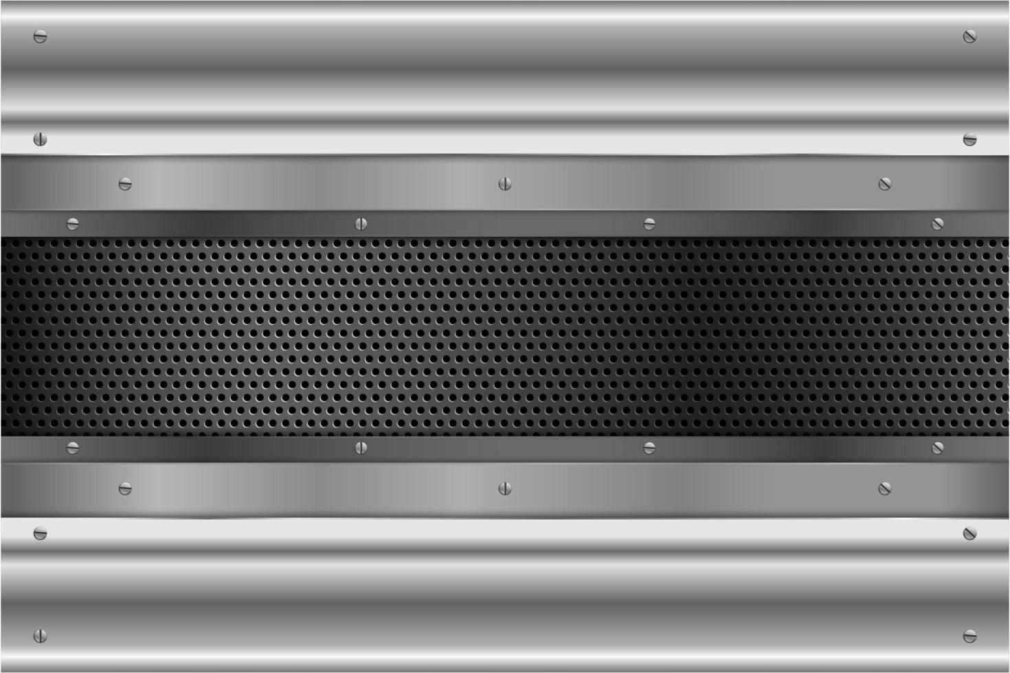 Silver panels with screws on perforated texture vector