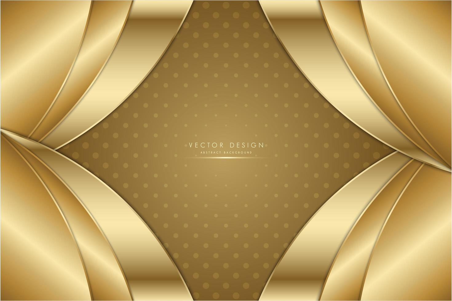 Gold metallic curved layered panels background. vector