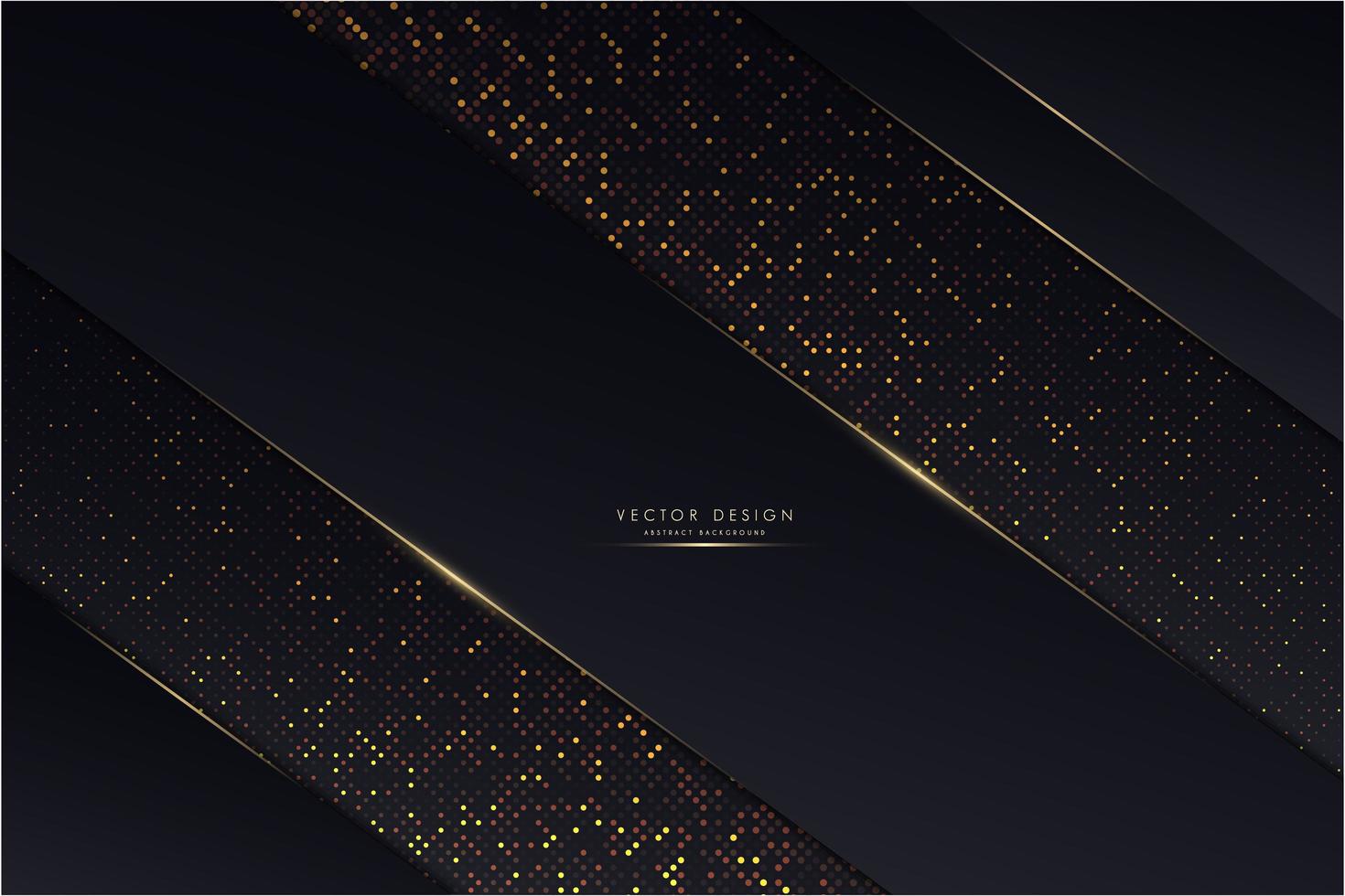 Metallic dark blue angled panels with glowing golden dots vector