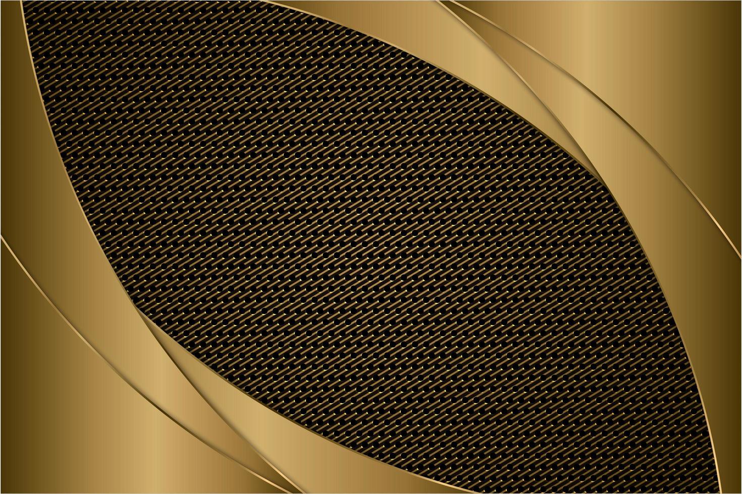 Metallic gold curved panels with carbon fiber texture vector