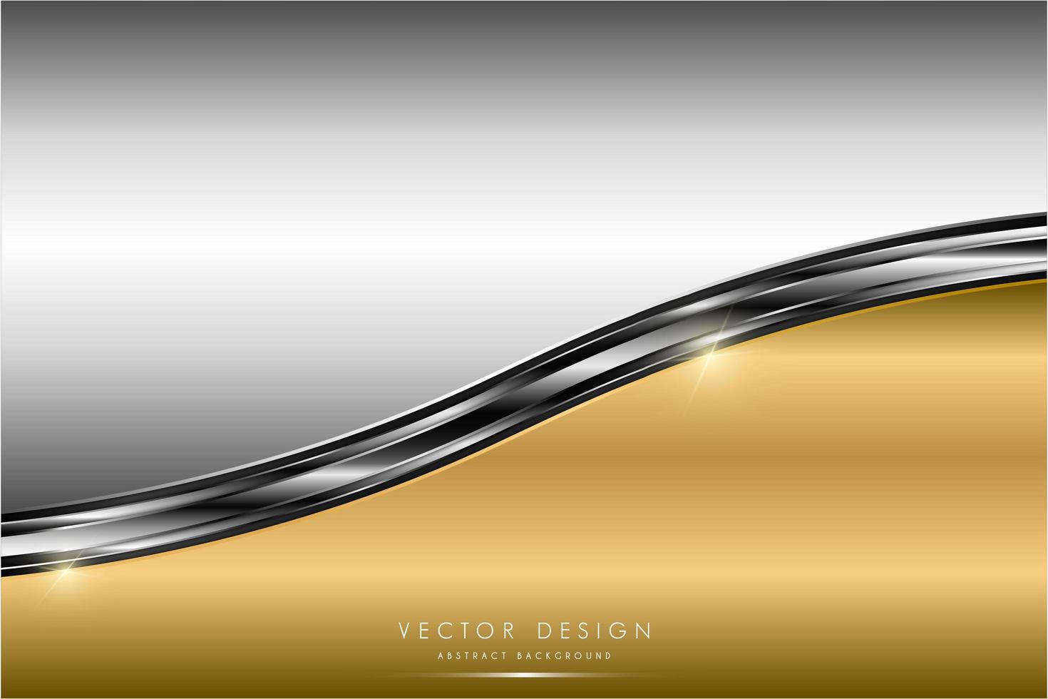 Metallic gold and silver glossy curved panels vector