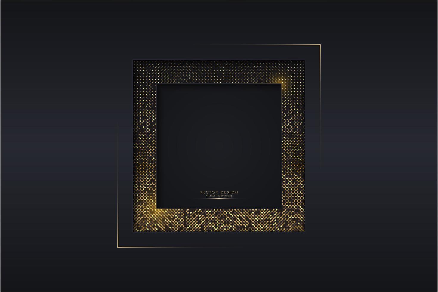 Dark metallic design with frame of glowing golden dots vector