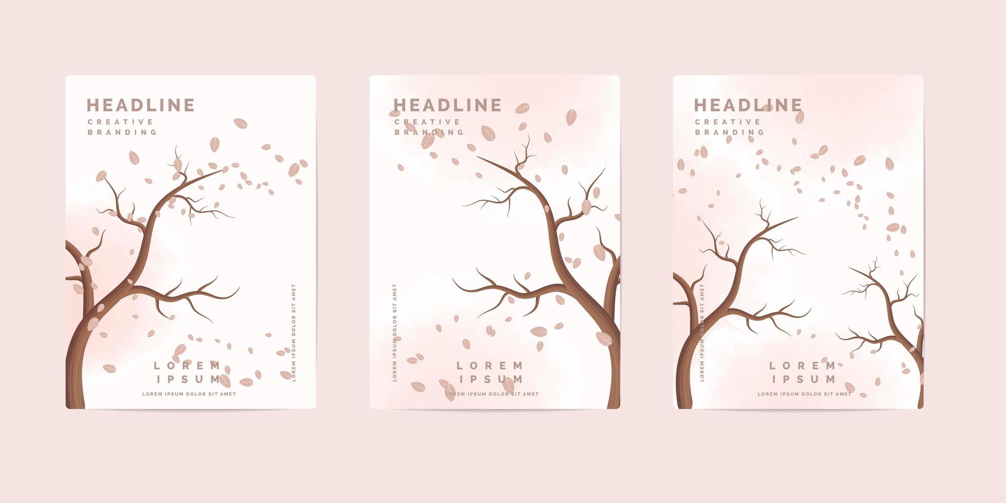 Autumn nature book cover templates vector