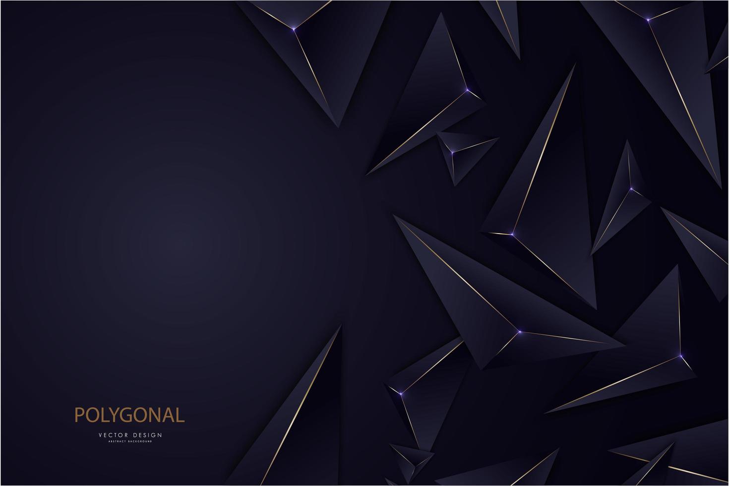 Dark blue and gold line 3d triangles modern design vector