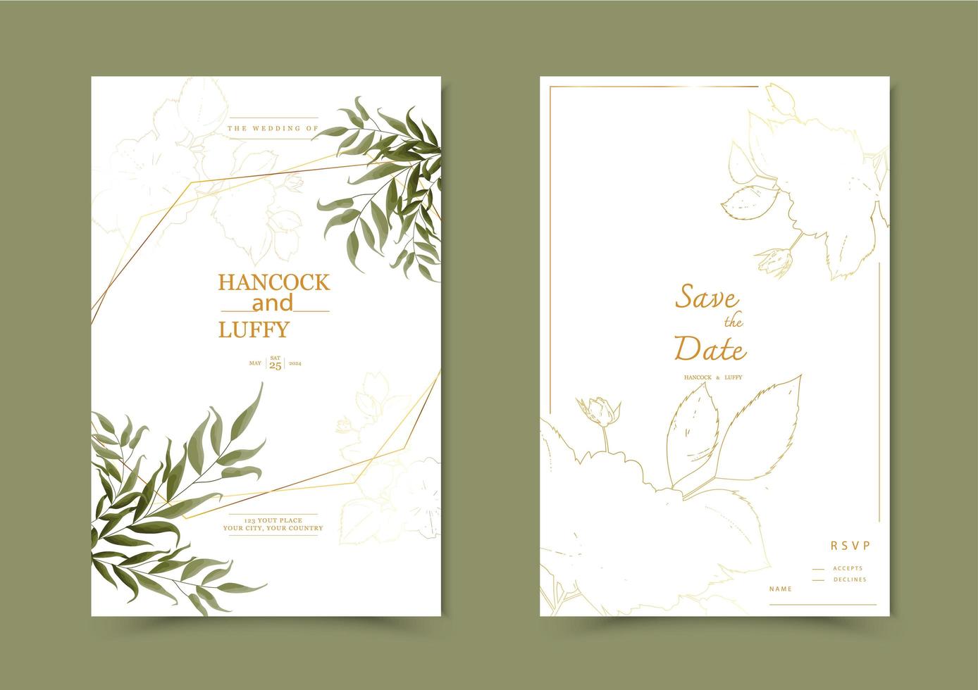 Floral wedding invitation card vector