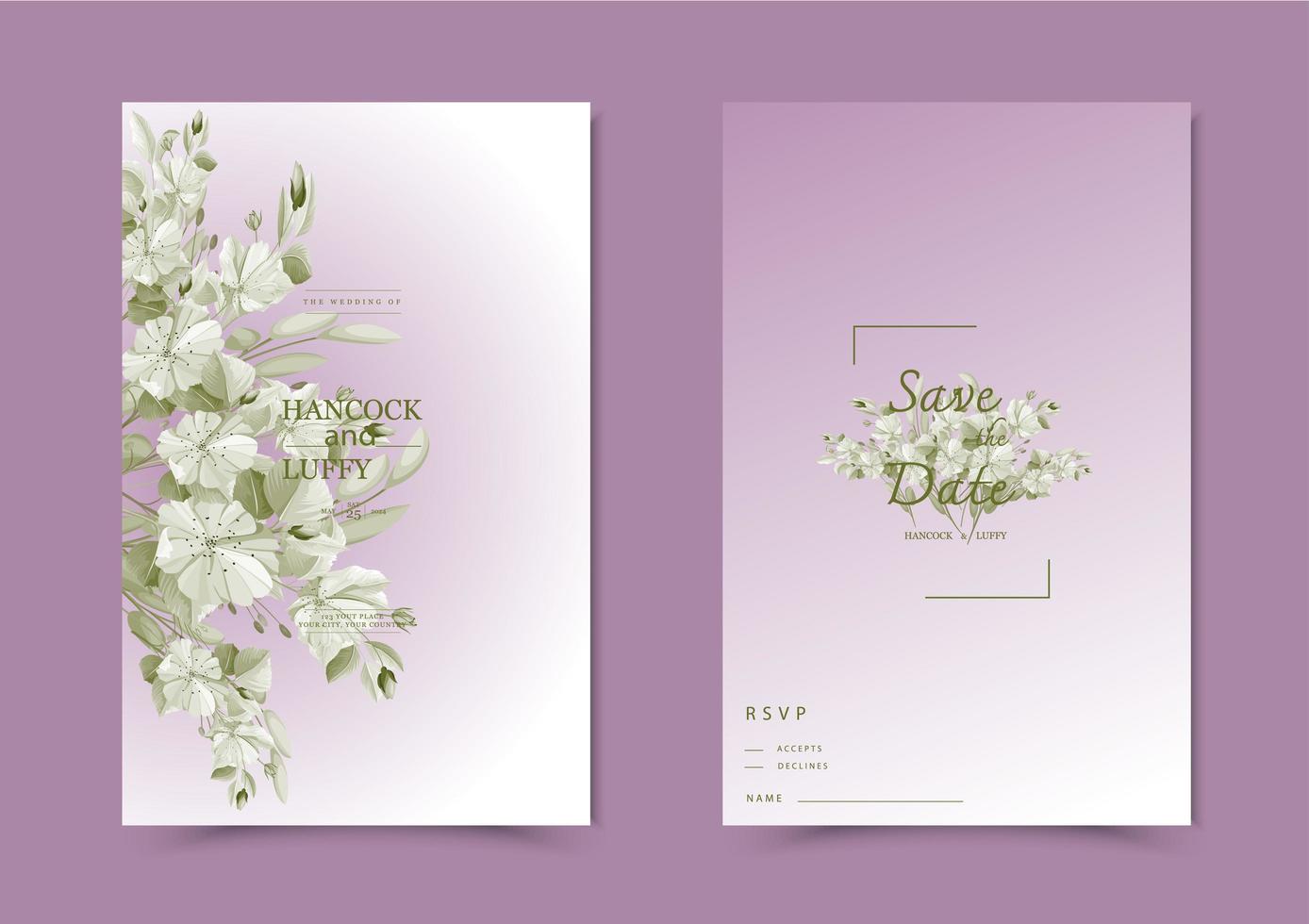 Floral wedding invitation card. vector