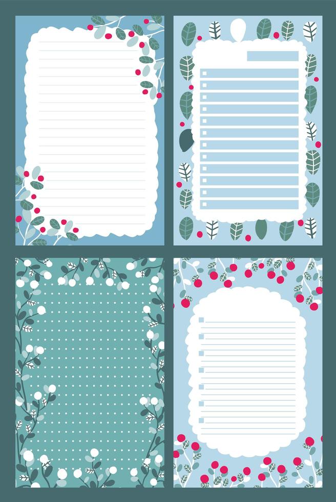 Christmas holiday sticker, journal, notes set vector