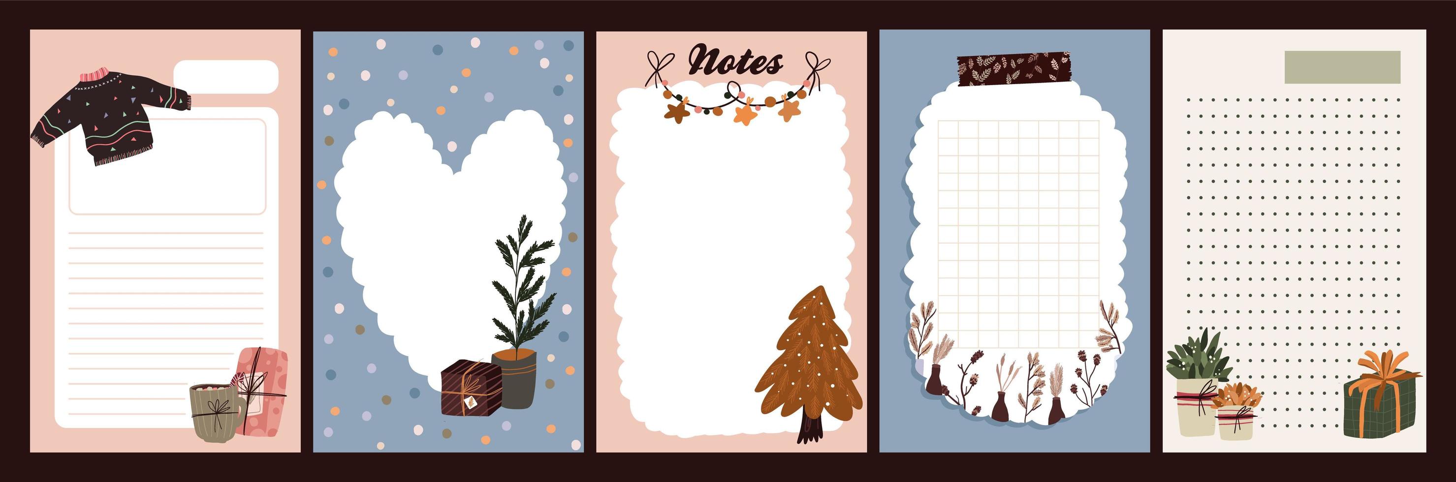 Christmas holiday journal, notepad set vector