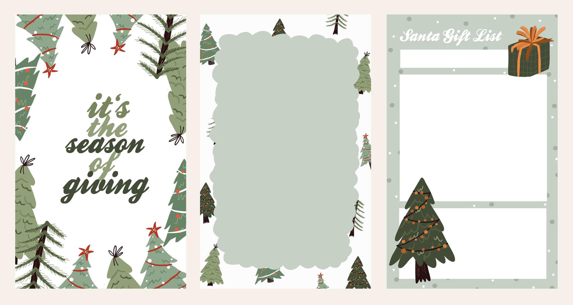 Christmas holiday sticker, journal, notes set vector