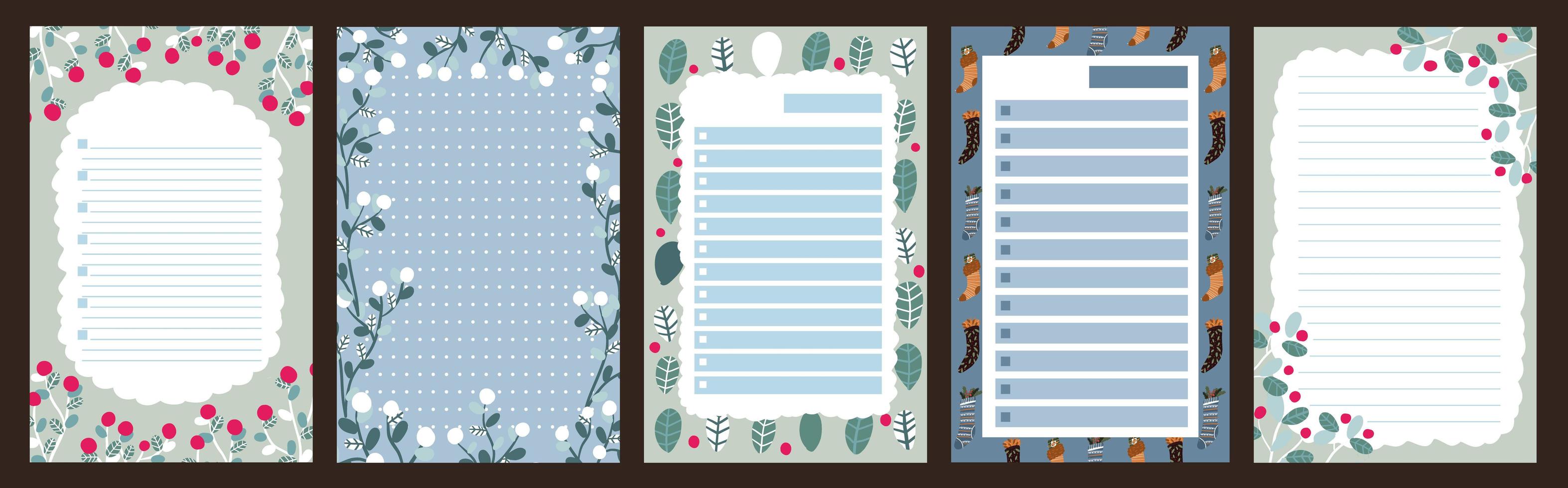 Christmas holiday journal, notepad set vector