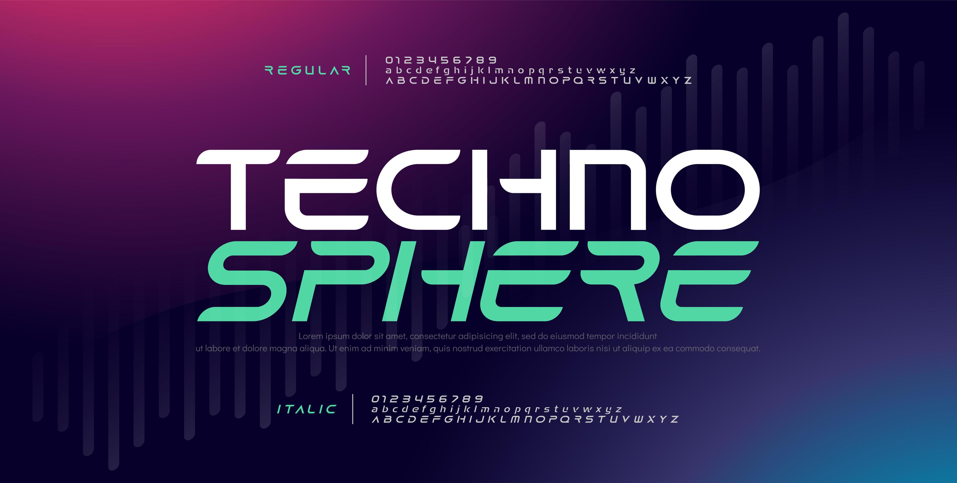 Techno digital modern font 1641991 Vector Art at Vecteezy
