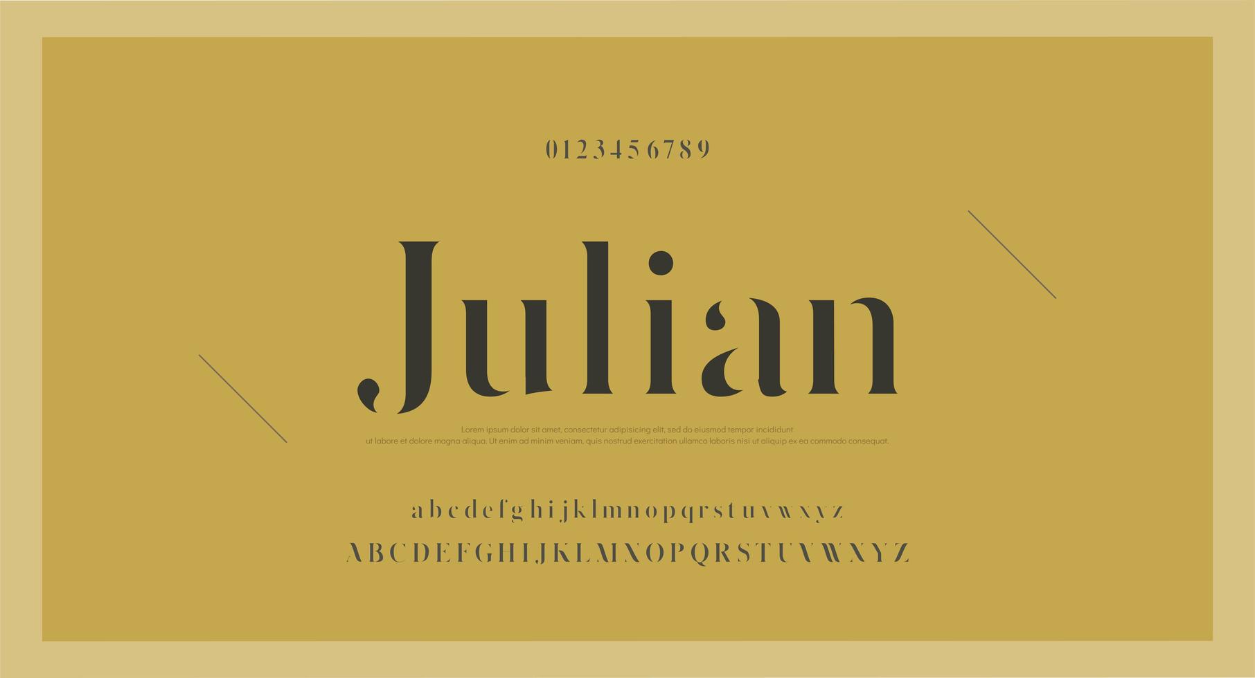 Elegant vintage font with numbers vector